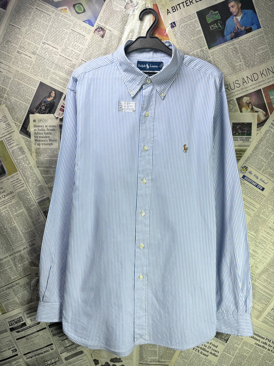 Ralph Lauren® XXL | Chest 27 | Blue & White Stripes | Shirt | Cotton | 3208