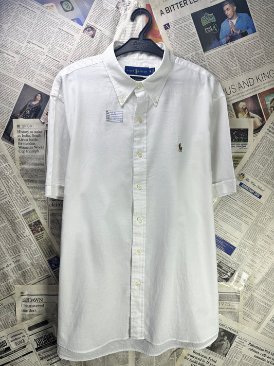 Ralph Lauren® XL | Chest 26.5" | White | Chambray Oxford Shirt | Cotton | 3221