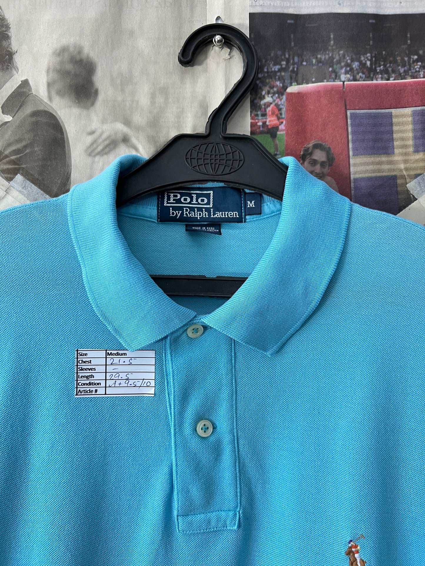 Ralph Lauren® Medium | Chest 21.5 | Cyan | Polo | Cotton | 797