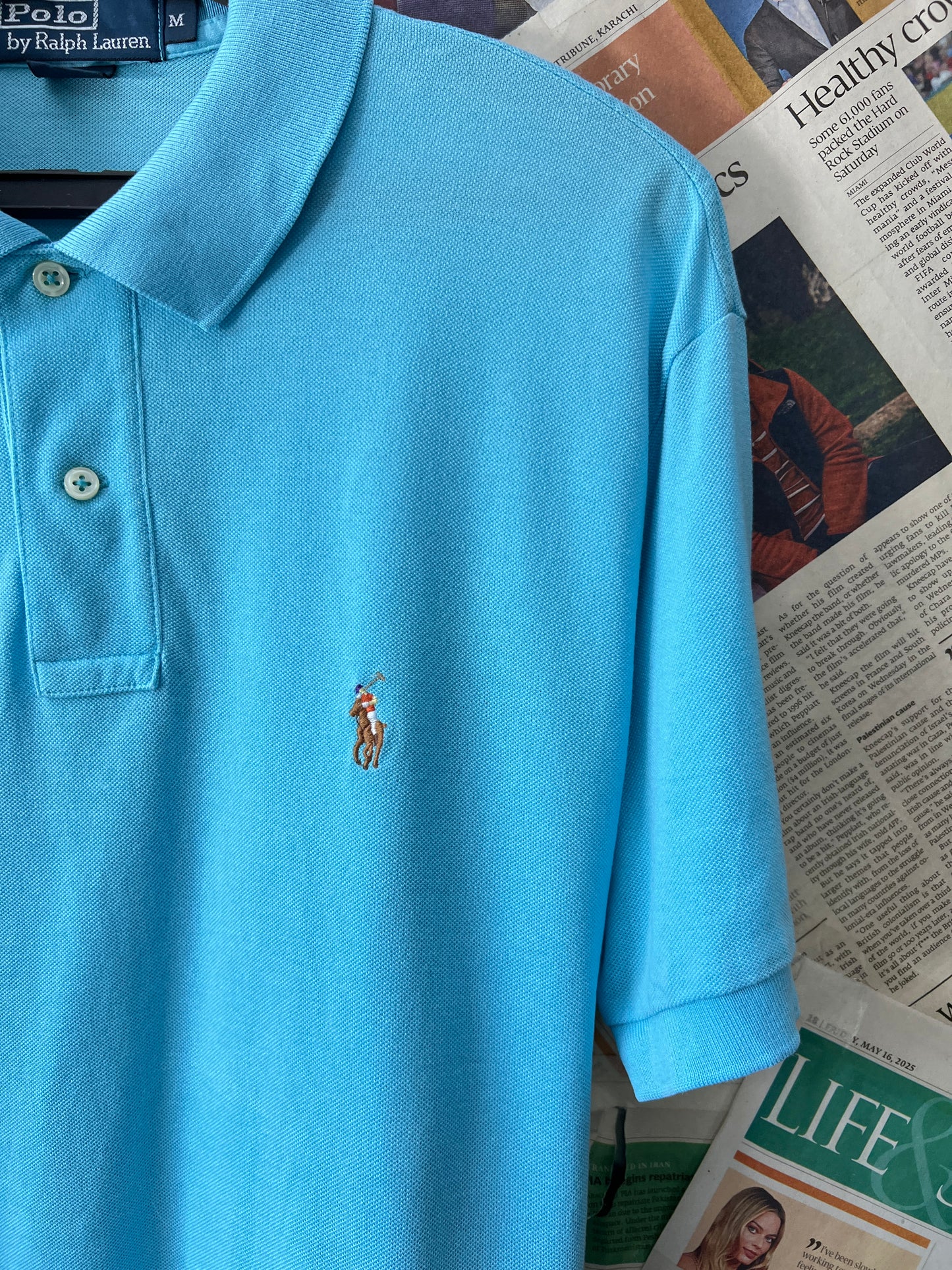 Ralph Lauren® Medium | Chest 21.5 | Cyan | Polo | Cotton | 797
