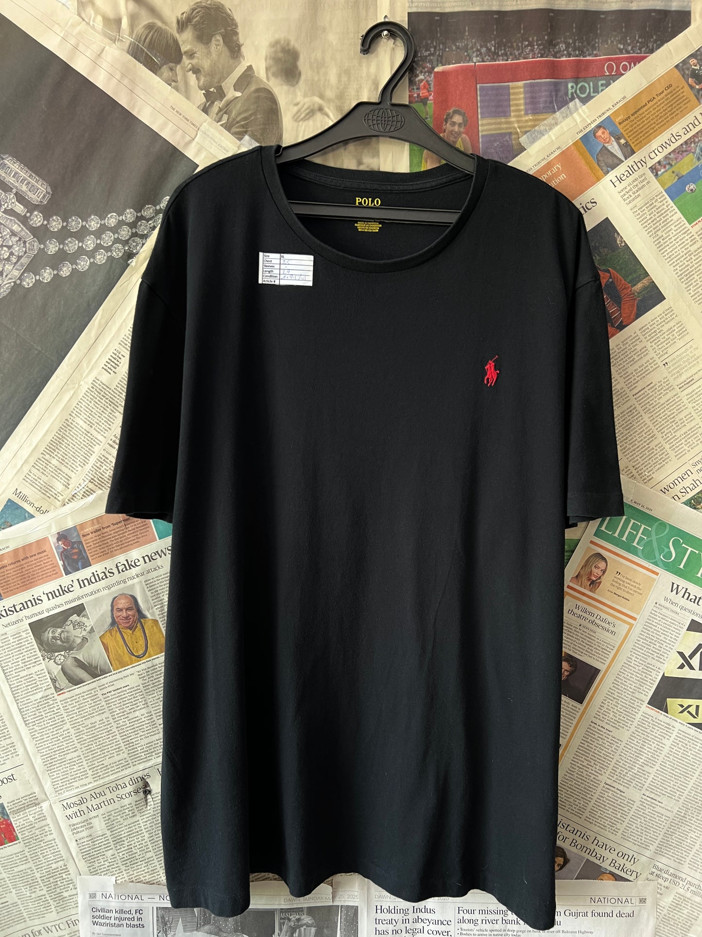 Ralph Lauren® XL | Chest 25 | Black | T-Shirt | Cotton