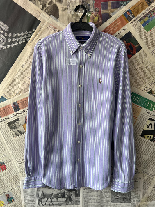 Ralph Lauren® Small | Chest 20 | Violet Striped Knit Oxford | Shirt | Cotton | 579