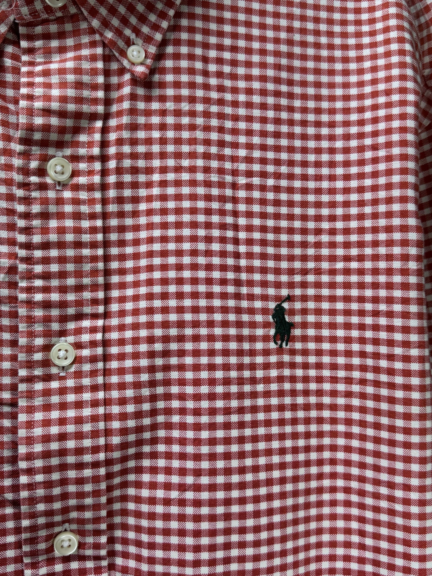 Ralph Lauren® XL | Chest 25.5" | Bright Burgundy & White Check | Oxford Shirt | Cotton | 3657