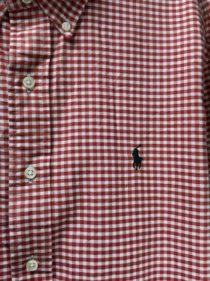 Ralph Lauren® XL | Chest 25.5" | Bright Burgundy & White Check | Oxford Shirt | Cotton | 3657
