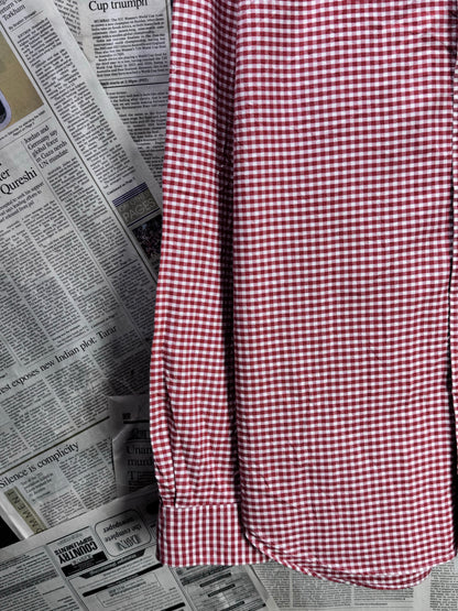Ralph Lauren® XL | Chest 25.5" | Bright Burgundy & White Check | Oxford Shirt | Cotton | 3657