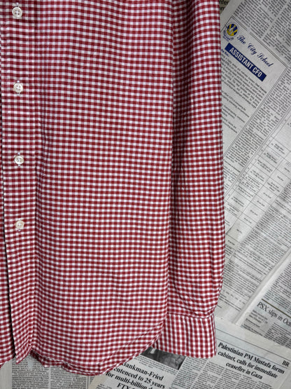 Ralph Lauren® XL | Chest 25.5" | Bright Burgundy & White Check | Oxford Shirt | Cotton | 3657
