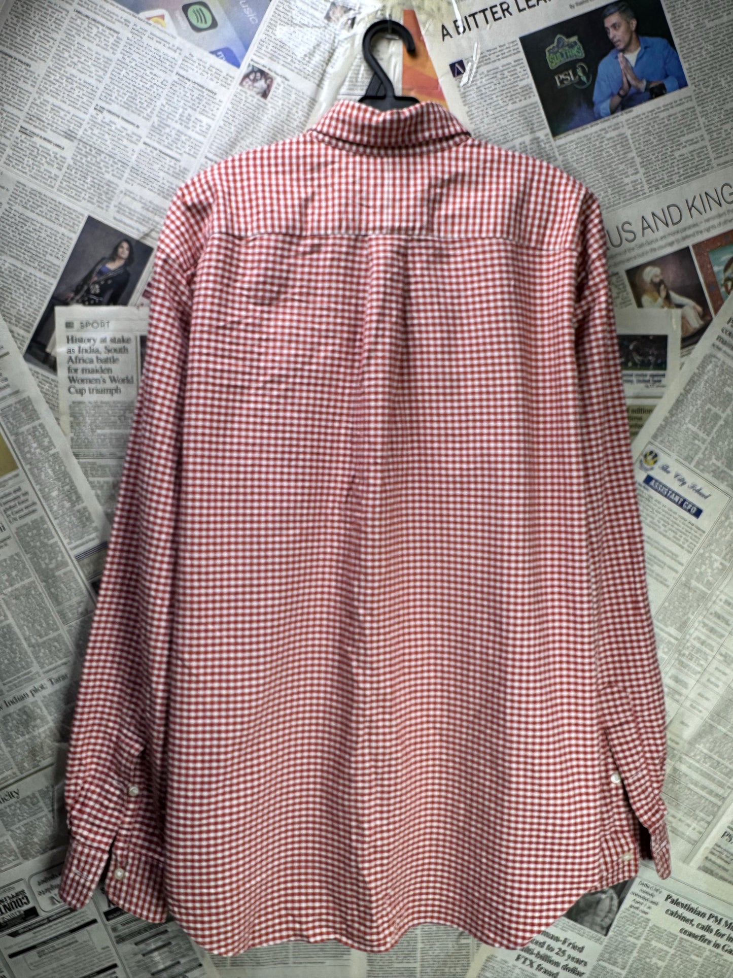 Ralph Lauren® XL | Chest 25.5" | Bright Burgundy & White Check | Oxford Shirt | Cotton | 3657