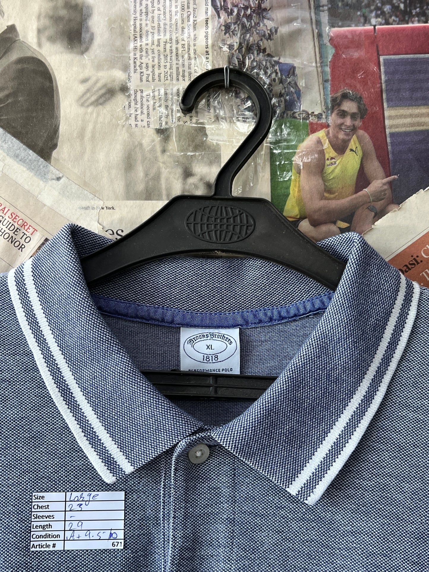 Brooks Brothers® Large | Chest 23 | Grey | Polo | Cotton | 671