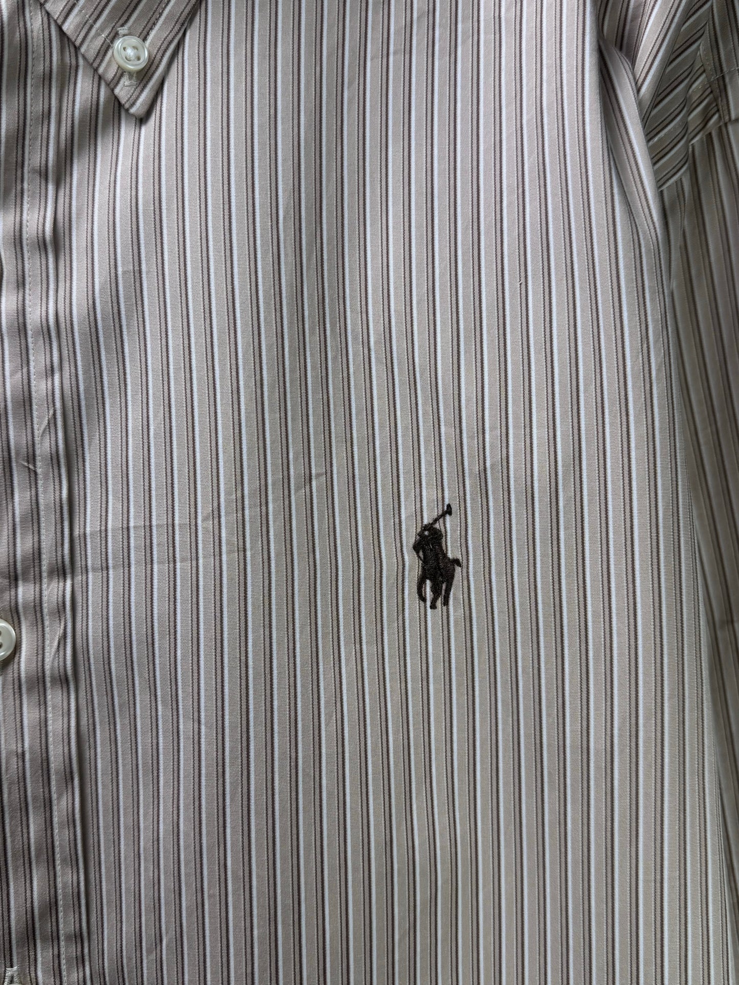 Ralph Lauren® XXL | Chest 27" | Brown Stripe | Shirt | Cotton | 3665