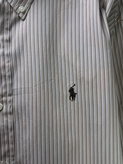 Ralph Lauren® XXL | Chest 27" | Brown Stripe | Shirt | Cotton | 3665