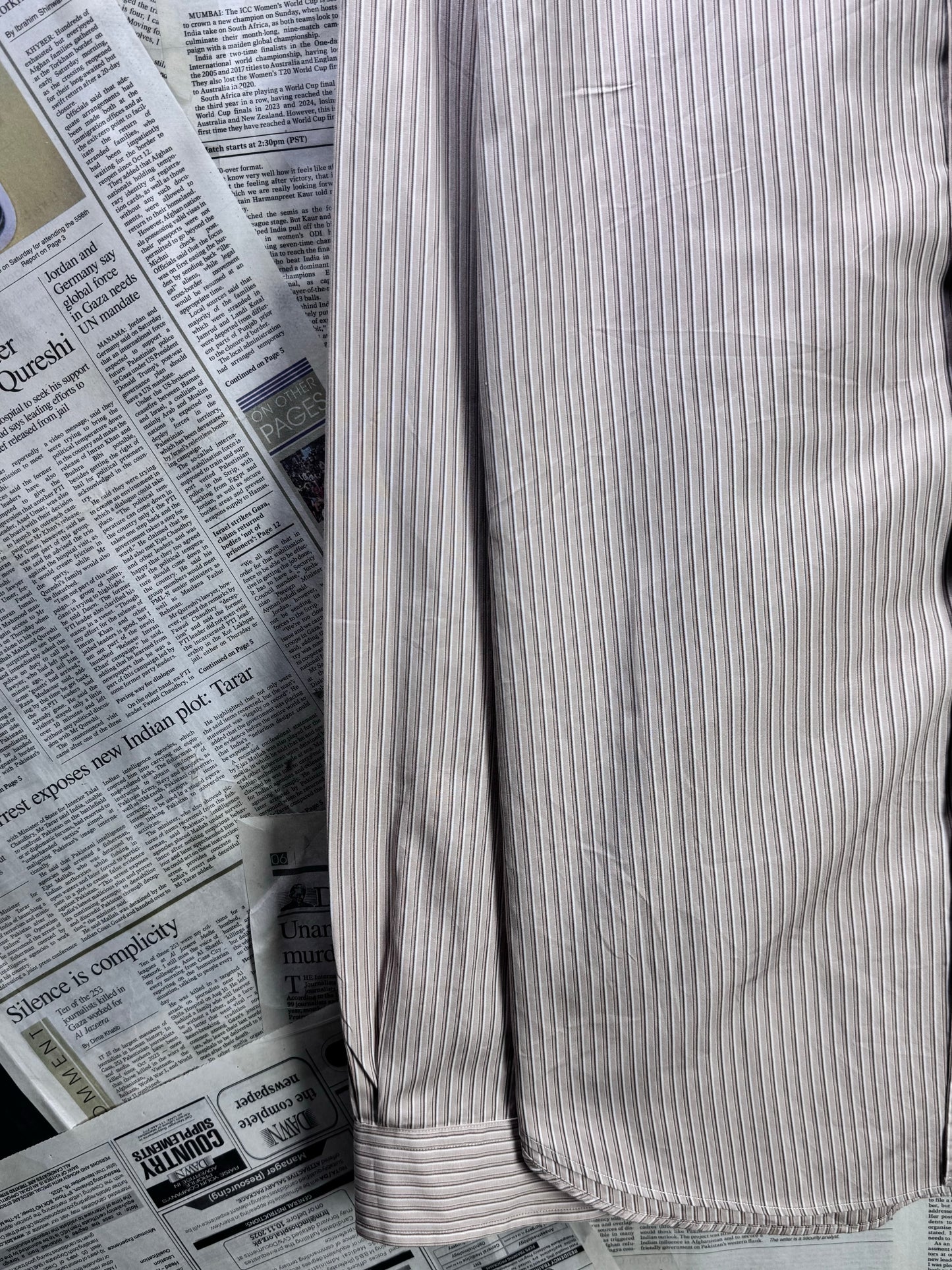 Ralph Lauren® XXL | Chest 27" | Brown Stripe | Shirt | Cotton | 3665