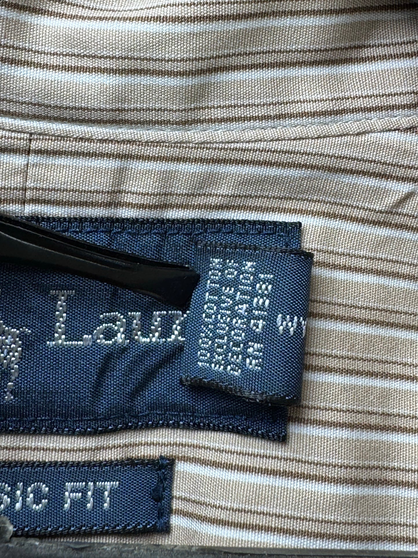 Ralph Lauren® XXL | Chest 27" | Brown Stripe | Shirt | Cotton | 3665