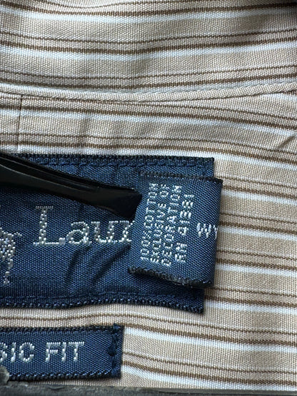 Ralph Lauren® XXL | Chest 27" | Brown Stripe | Shirt | Cotton | 3665