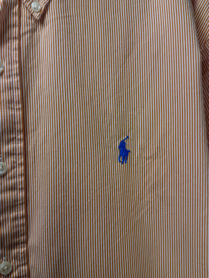 Ralph Lauren® XXL | Chest 28" | Burnt Orange With White Stripe | Shirt | Cotton | 3663
