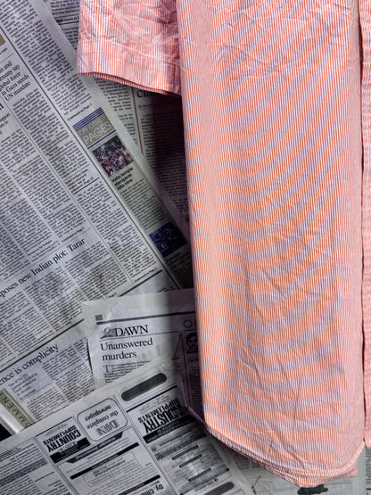 Ralph Lauren® XXL | Chest 28" | Burnt Orange With White Stripe | Shirt | Cotton | 3663