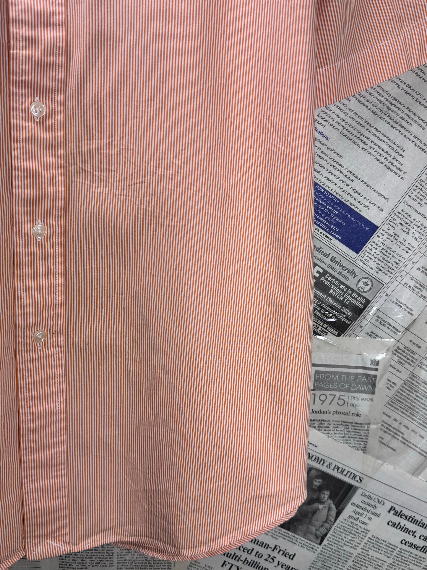 Ralph Lauren® XXL | Chest 28" | Burnt Orange With White Stripe | Shirt | Cotton | 3663