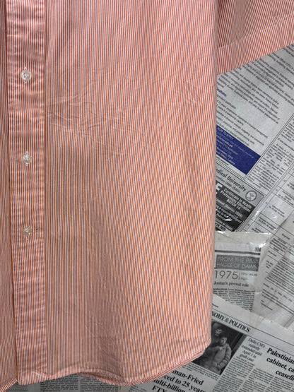 Ralph Lauren® XXL | Chest 28" | Burnt Orange With White Stripe | Shirt | Cotton | 3663