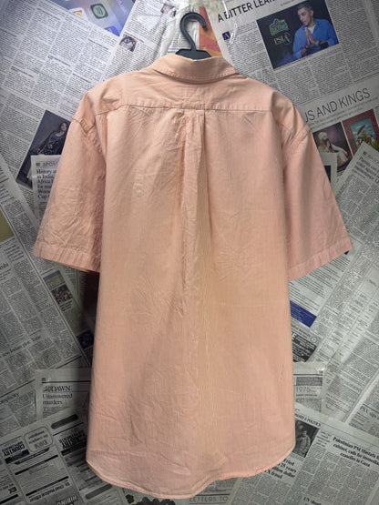 Ralph Lauren® XXL | Chest 28" | Burnt Orange With White Stripe | Shirt | Cotton | 3663