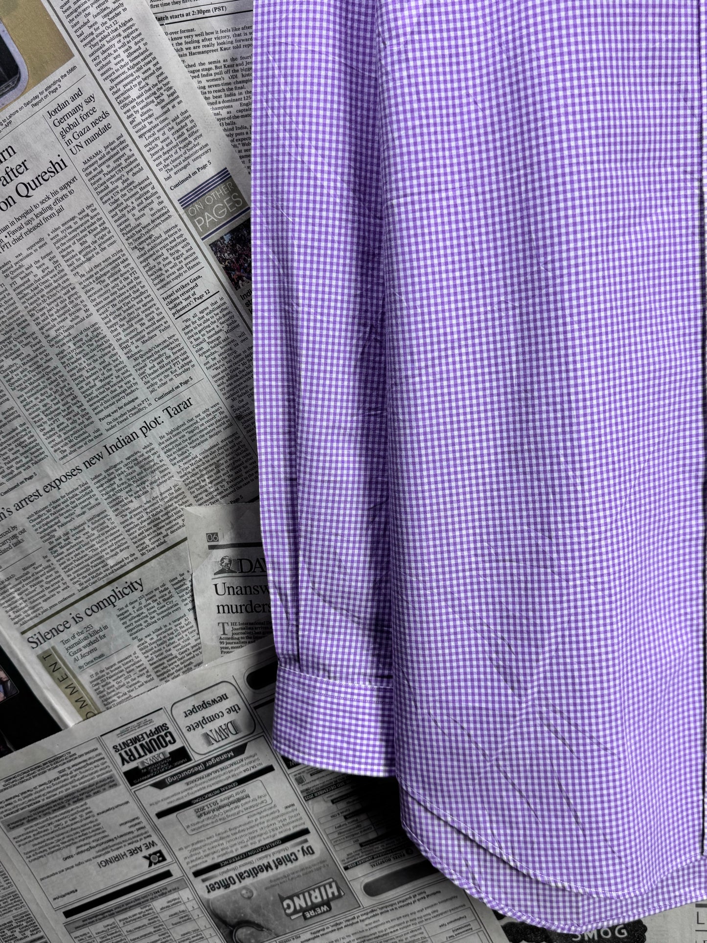 Ralph Lauren® XL | Chest 26" | Violet & White Pin | Shirt | Cotton | 3682