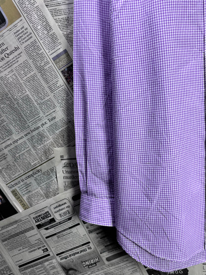 Ralph Lauren® XL | Chest 26" | Violet & White Pin | Shirt | Cotton | 3682