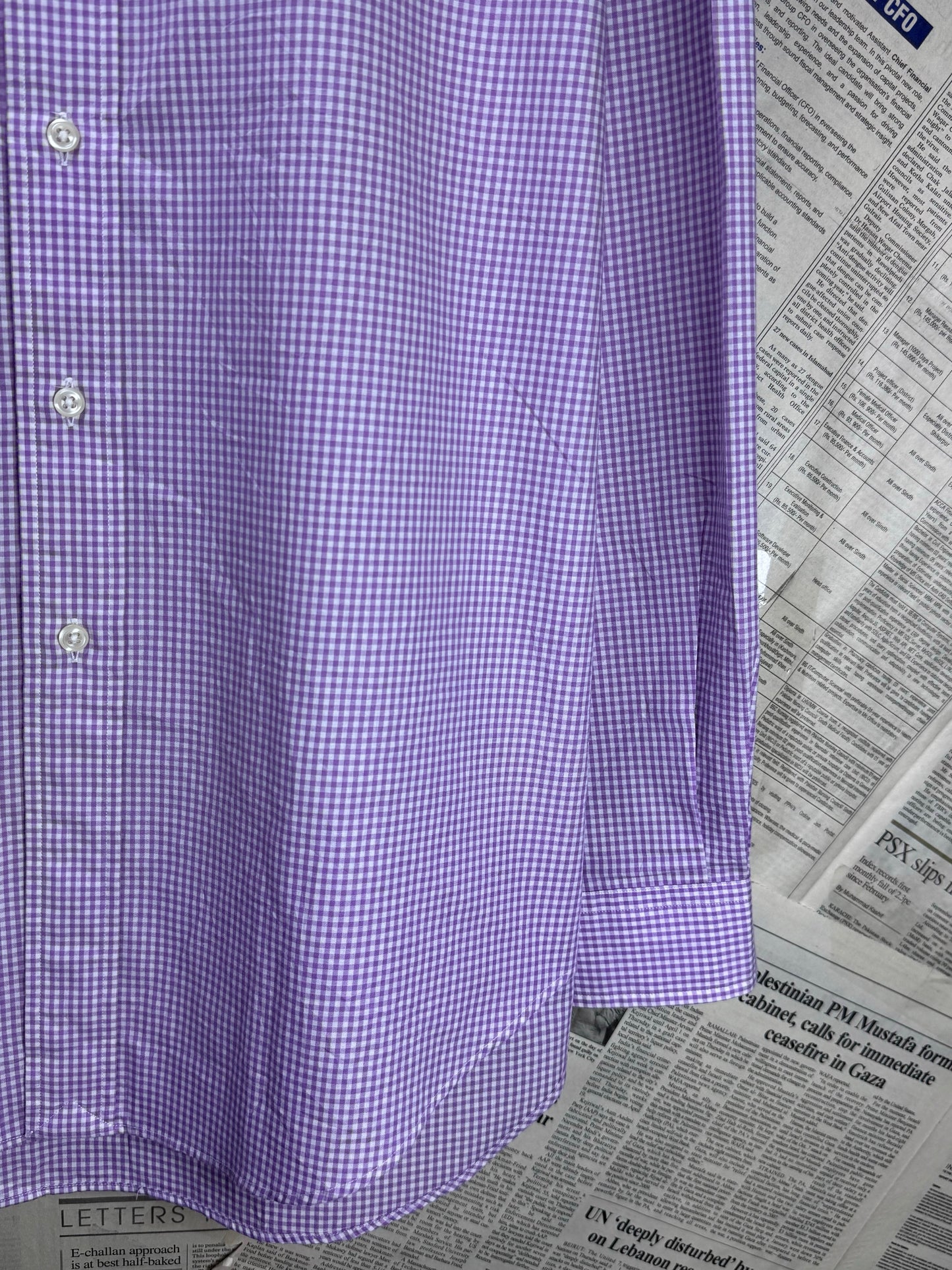 Ralph Lauren® XL | Chest 26" | Violet & White Pin | Shirt | Cotton | 3682