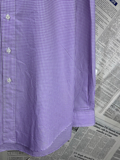 Ralph Lauren® XL | Chest 26" | Violet & White Pin | Shirt | Cotton | 3682