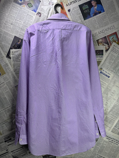 Ralph Lauren® XL | Chest 26" | Violet & White Pin | Shirt | Cotton | 3682