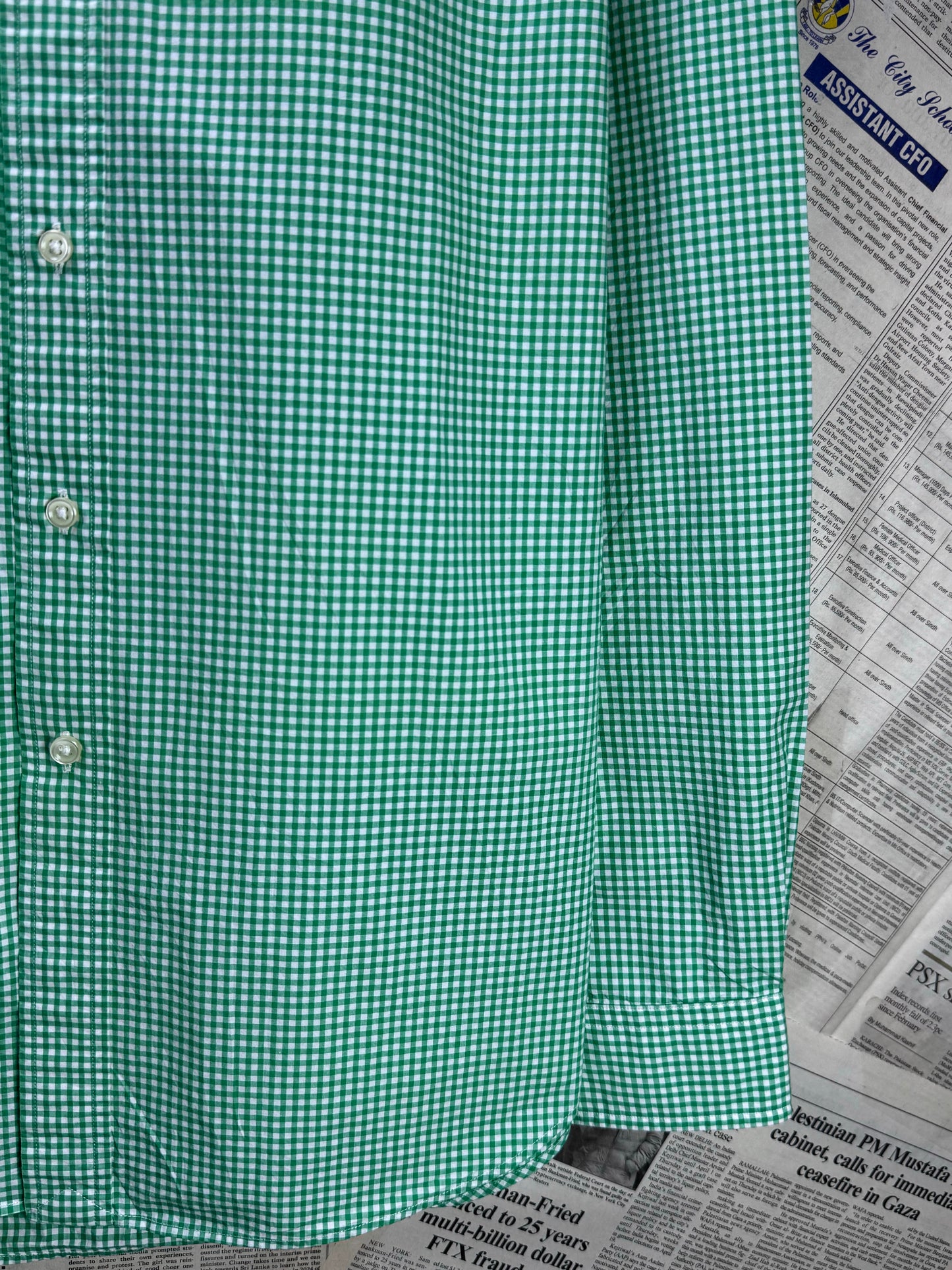 Ralph Lauren® L/XL | Chest 24.5 | Green & White Check | Shirt | Cotton | 3678