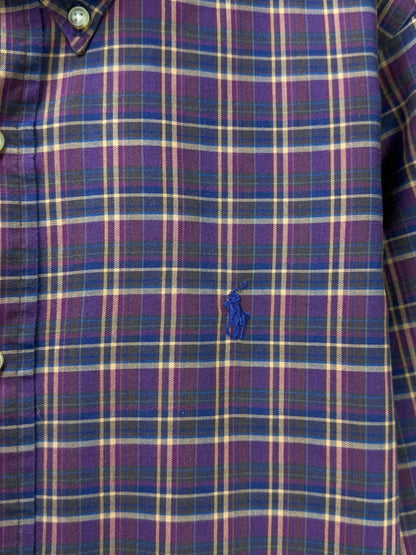 Ralph Lauren® Large | Chest 23.5 | Burgundy Plaid Check | Shirt | Cotton | 3681