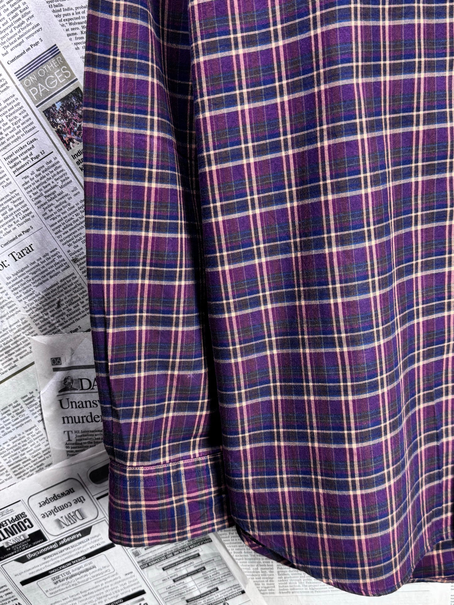 Ralph Lauren® Large | Chest 23.5 | Burgundy Plaid Check | Shirt | Cotton | 3681