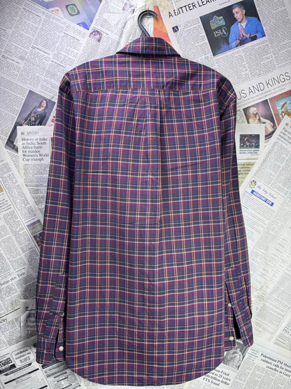 Ralph Lauren® Large | Chest 23.5 | Burgundy Plaid Check | Shirt | Cotton | 3681