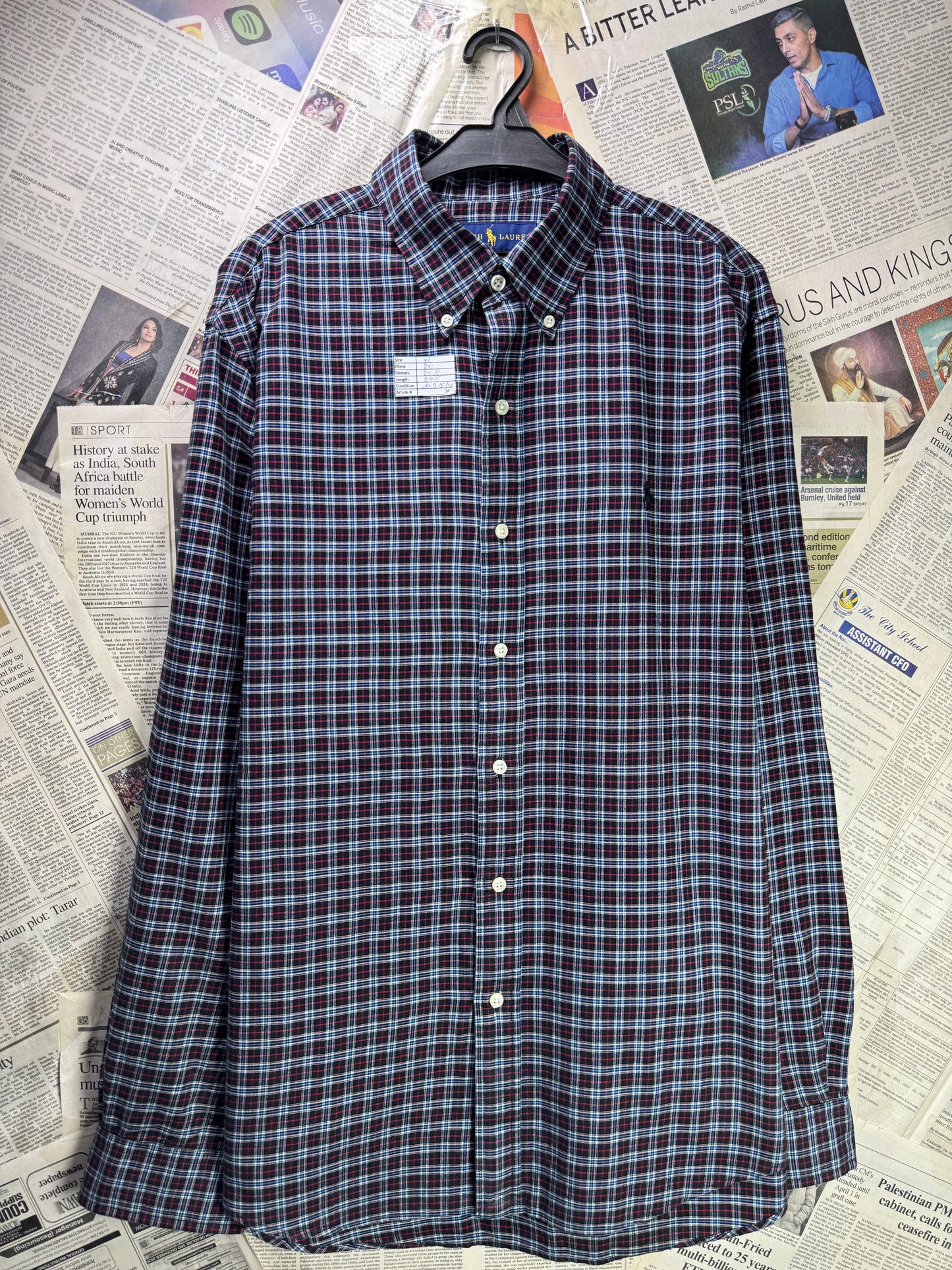 Ralph Lauren® XL | Chest 25" | Plaid Check | Shirt | Cotton | 3676