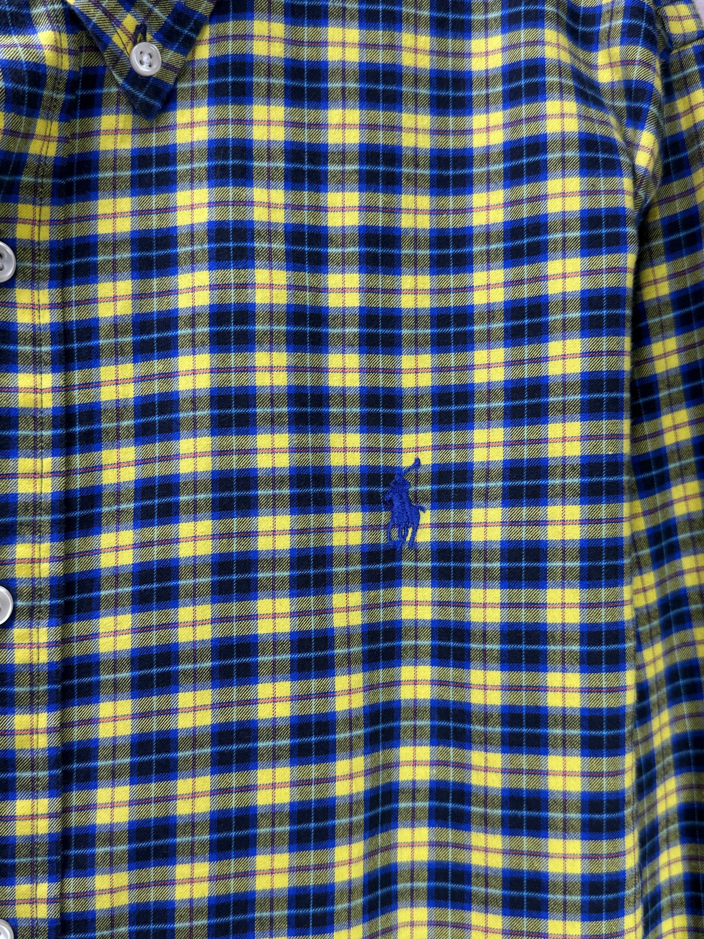 Ralph Lauren® XL | Chest 25" | Dark Blue & Yellow Check | Shirt | Cotton | 3672