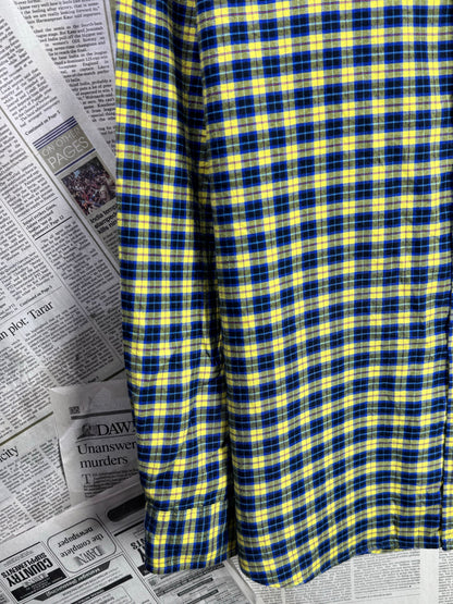 Ralph Lauren® XL | Chest 25" | Dark Blue & Yellow Check | Shirt | Cotton | 3672