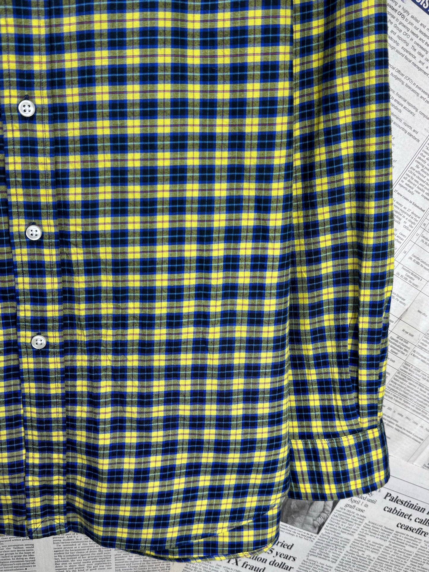 Ralph Lauren® XL | Chest 25" | Dark Blue & Yellow Check | Shirt | Cotton | 3672
