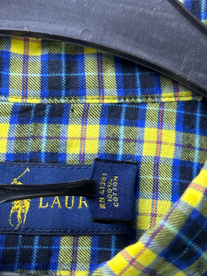 Ralph Lauren® XL | Chest 25" | Dark Blue & Yellow Check | Shirt | Cotton | 3672