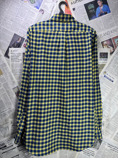 Ralph Lauren® XL | Chest 25" | Dark Blue & Yellow Check | Shirt | Cotton | 3672