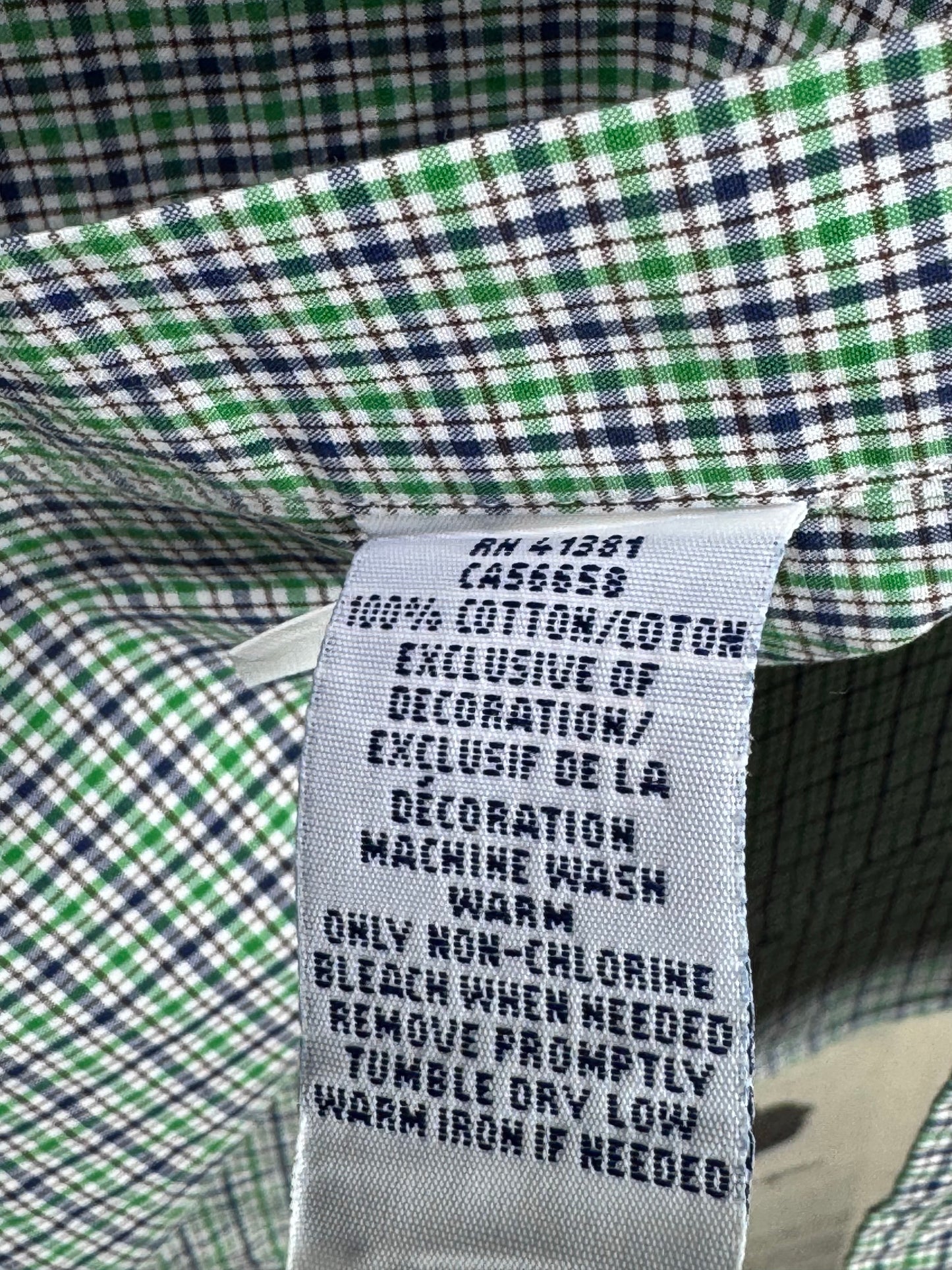 Ralph Lauren® XXL | Chest 26.5" | Green Multicolor Base Check | Shirt | Cotton | 3674