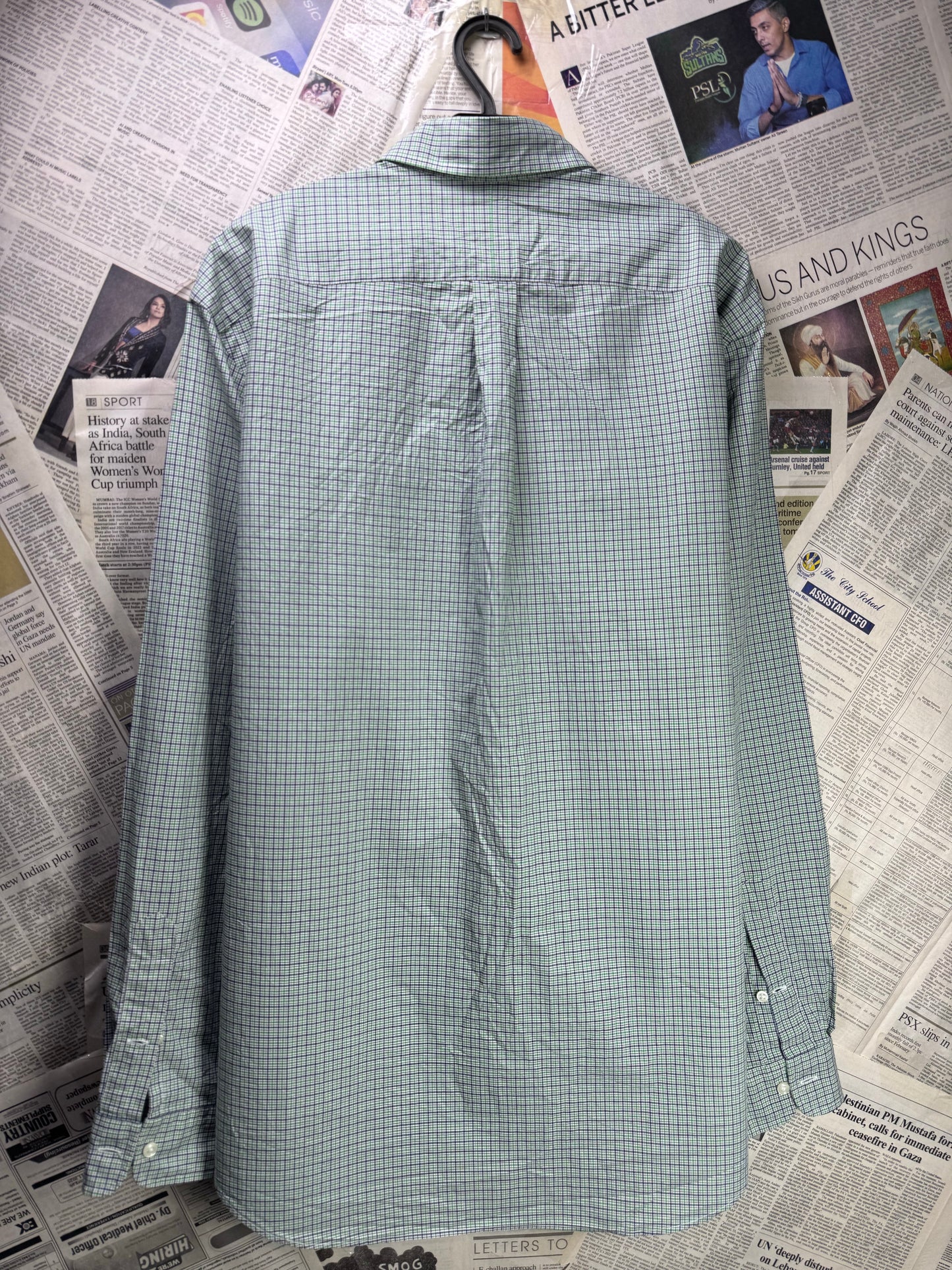 Ralph Lauren® XXL | Chest 26.5" | Green Multicolor Base Check | Shirt | Cotton | 3674