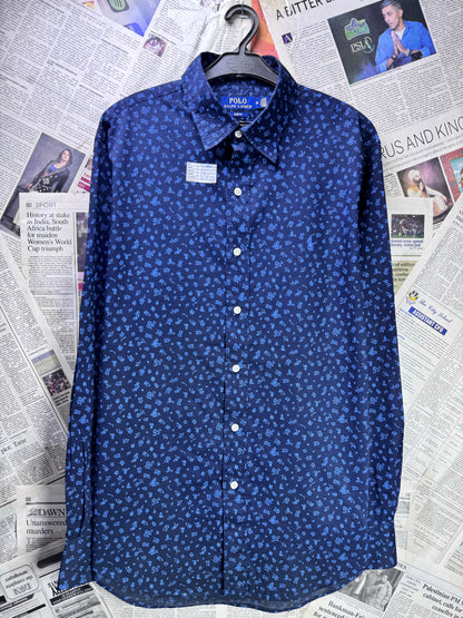 Ralph Lauren® Medium | Chest 22.5" | Navy Blue Floral Pattern | Shirt | Cotton | 3667