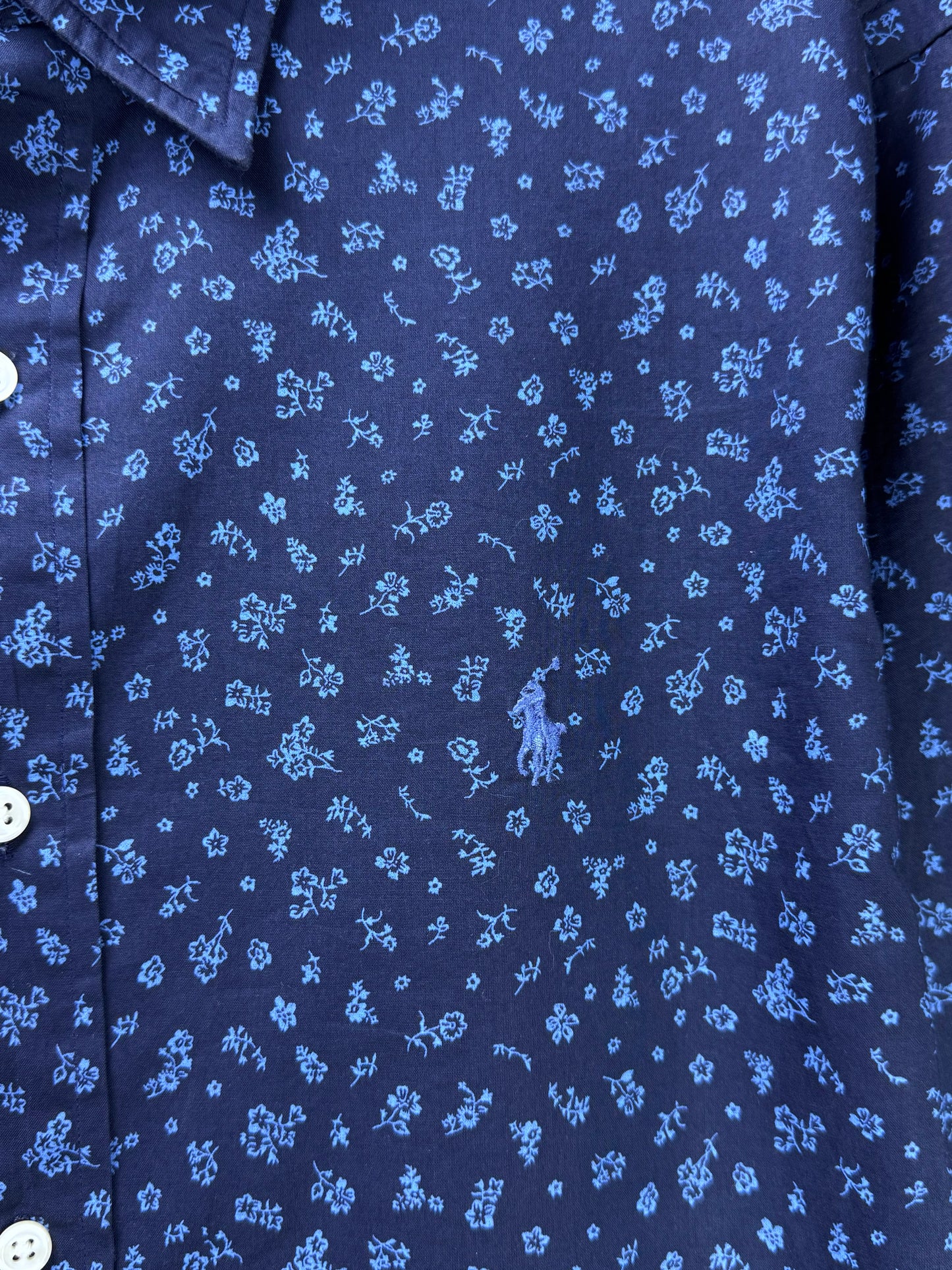 Ralph Lauren® Medium | Chest 22.5" | Navy Blue Floral Pattern | Shirt | Cotton | 3667