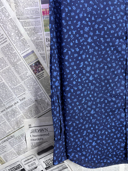 Ralph Lauren® Medium | Chest 22.5" | Navy Blue Floral Pattern | Shirt | Cotton | 3667