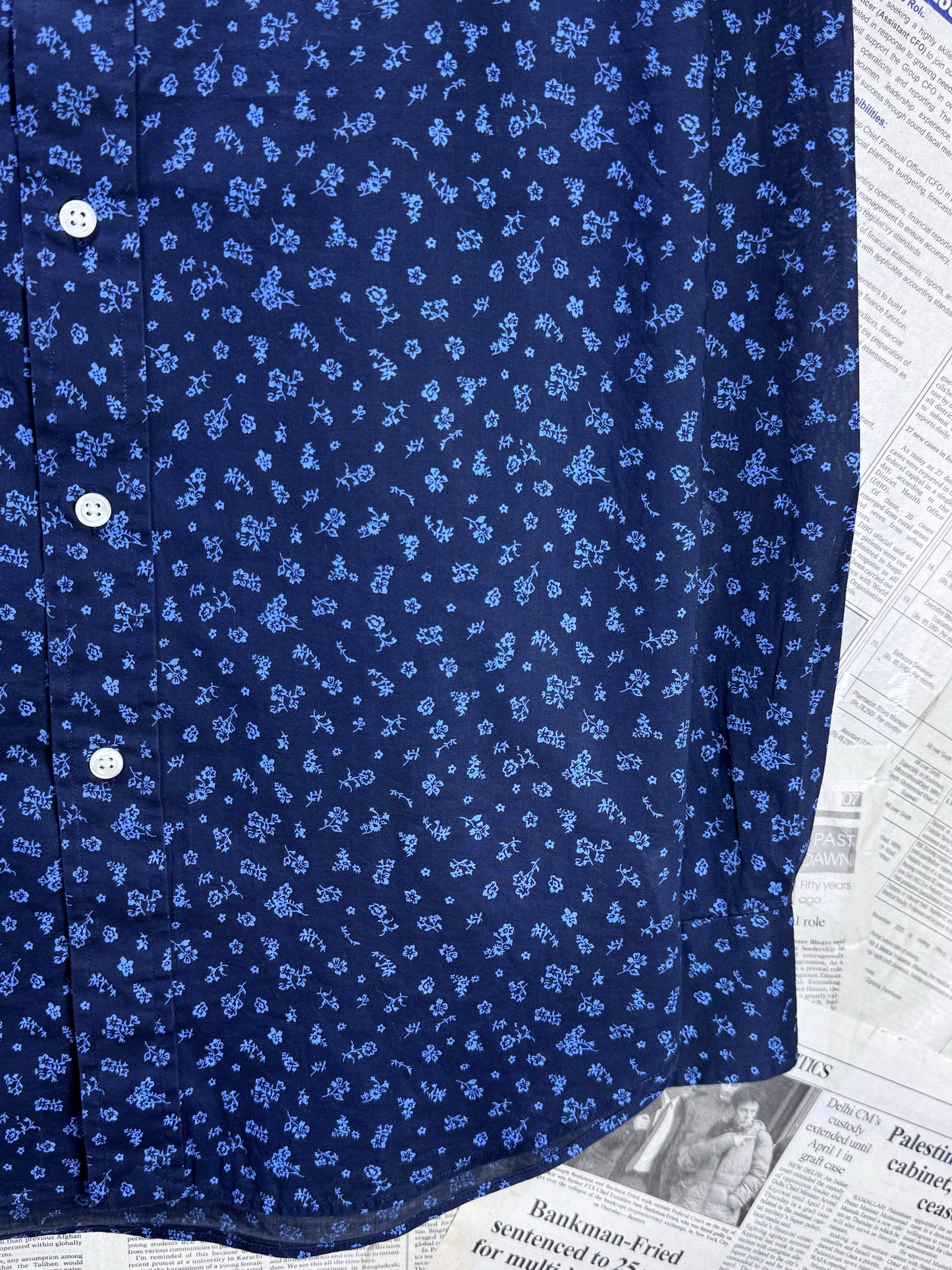Ralph Lauren® Medium | Chest 22.5" | Navy Blue Floral Pattern | Shirt | Cotton | 3667