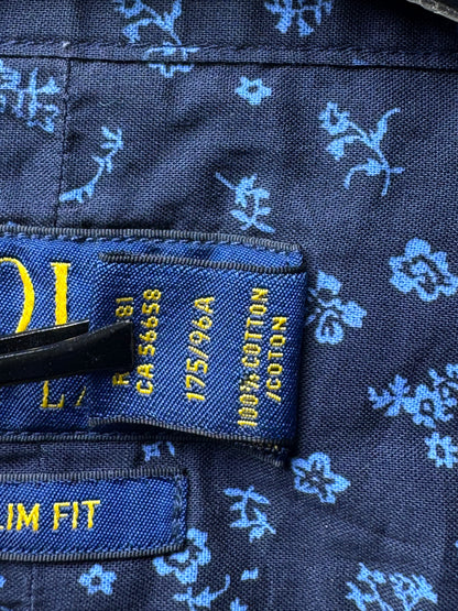 Ralph Lauren® Medium | Chest 22.5" | Navy Blue Floral Pattern | Shirt | Cotton | 3667