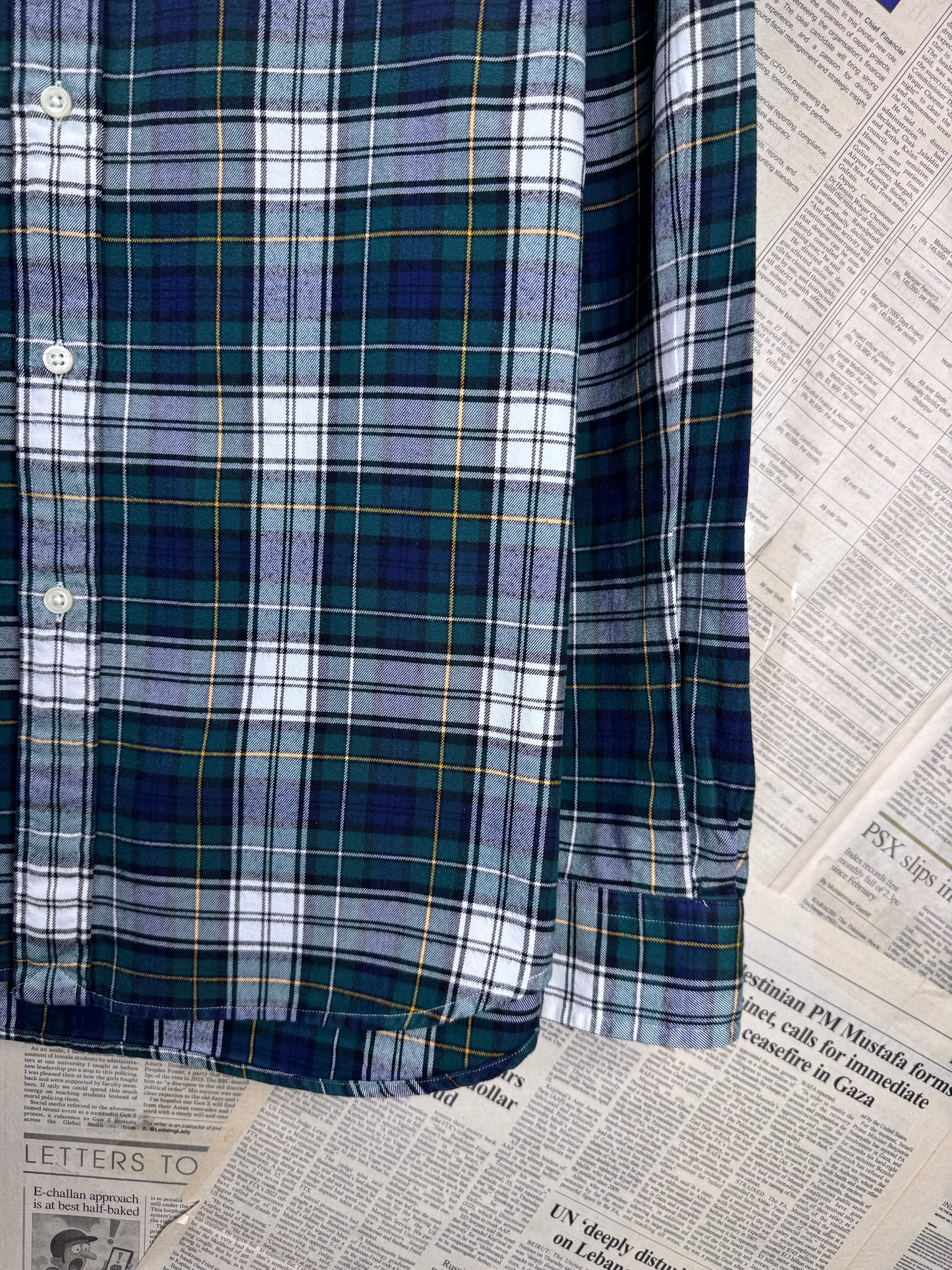 Ralph Lauren® XXL | Chest 26.5" | Forest Green & White | Flannel Shirt | Cotton | 3514