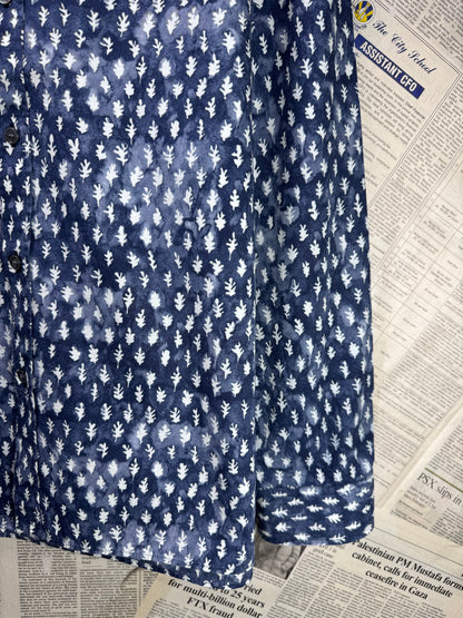 Burberry® L/XL | Chest 24.5 | Space Blue with white clouds | Shirt | Cotton | 3520