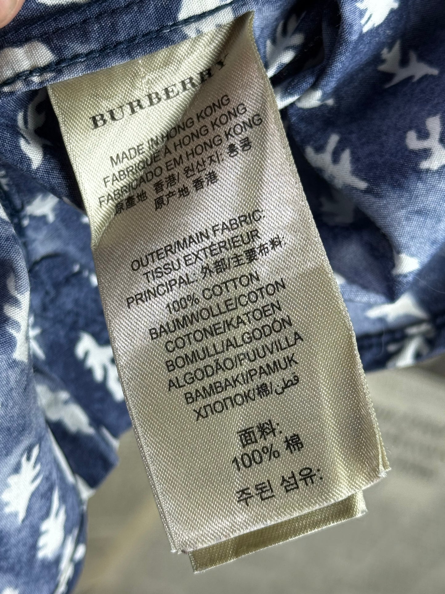 Burberry® L/XL | Chest 24.5 | Space Blue with white clouds | Shirt | Cotton | 3520