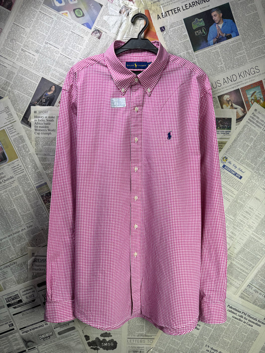 Ralph Lauren® XL | Chest 26" | Pink & White Check | Shirt | Cotton | 3503