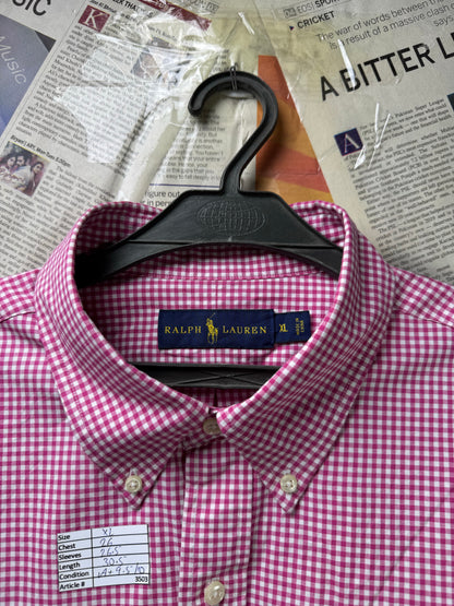 Ralph Lauren® XL | Chest 26" | Pink & White Check | Shirt | Cotton | 3503
