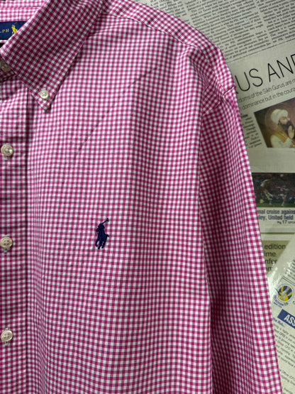 Ralph Lauren® XL | Chest 26" | Pink & White Check | Shirt | Cotton | 3503